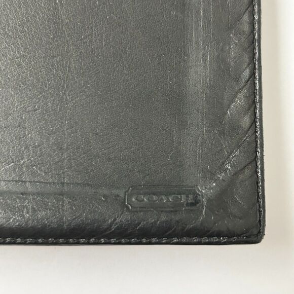 Vintage Coach Checkbook Wallet Black Soft Leather Trifold - Picture 7 of 7